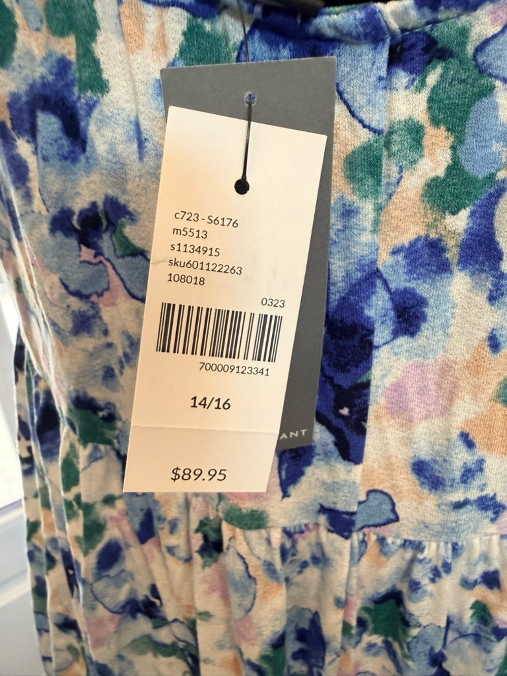 NWT Lane Bryant Floral Watercolor Spaghetti Strap Maxi Dress - Blue & White - Picture 3 of 3